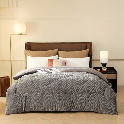 Luxuriöse Überwurfdecke aus geprägtem Fleece - Grau - 220cm x 240cm - image 10