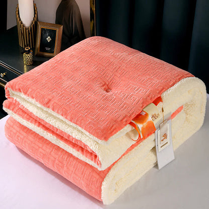 Sherpa-Überwurfdecke mit geometrischer Prägung - Rosa - 220cm x 240cm - image 16