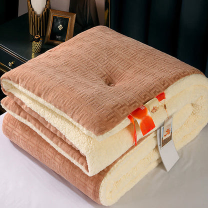 Sherpa-Überwurfdecke mit geometrischer Prägung - Khaki - 220cm x 240cm - image 14