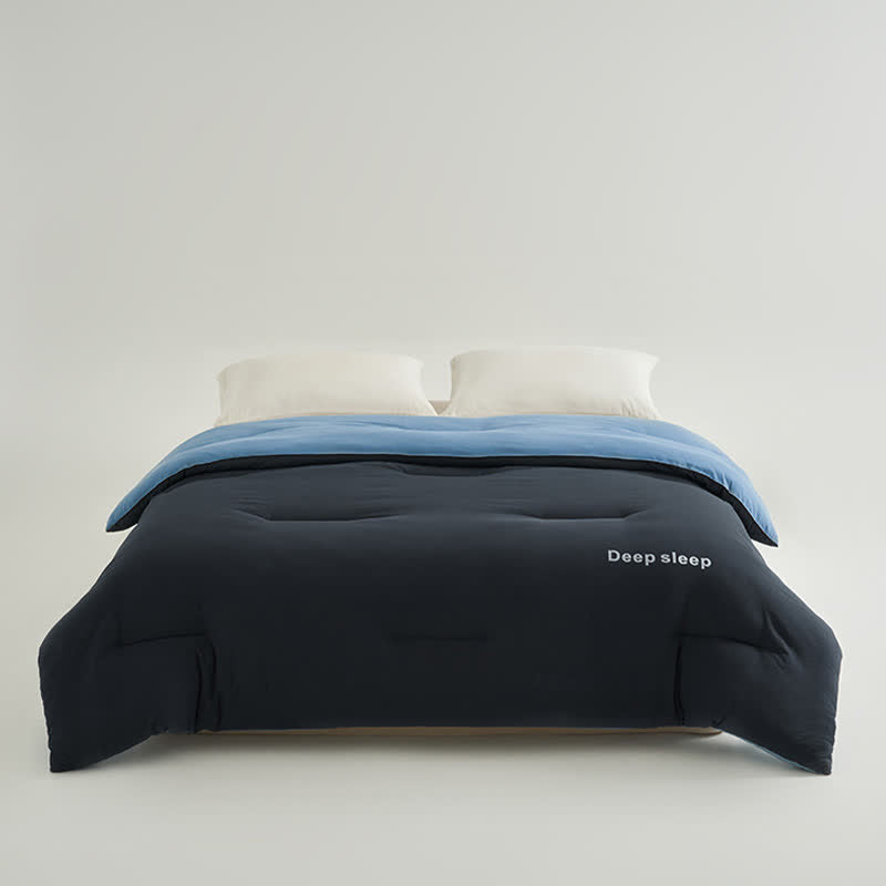 Bettdecke mit Buchstaben-Aufdruck für tiefen Schlaf - Dunkelgrau & Seeblau - 220cm x 240cm - image 14