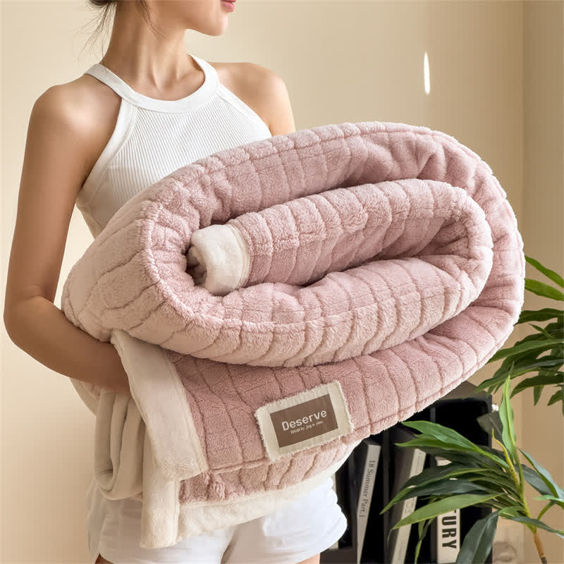Luxuriöse, gestreifte, strukturierte, warme Überwurfdecke - Rosa - 2 Kissenbezüge - 48cm x 74cm - image 18