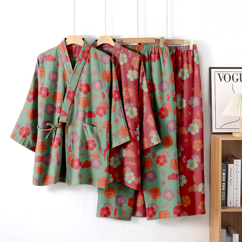 Plum Blossom Baumwoll-Kimono-Loungewear-Set - image 0