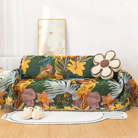 Sofadecke mit Dschungelblumenmuster - 180cm x 340cm - image 0