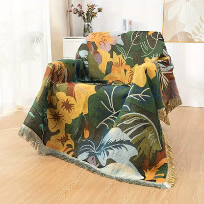 Sofadecke mit Dschungelblumenmuster - image 1