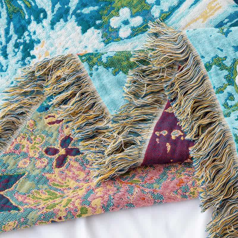 Steppdecke mit Quasten und Wald-Gänseblümchen-Motiv aus Baumwollgaze - image 5