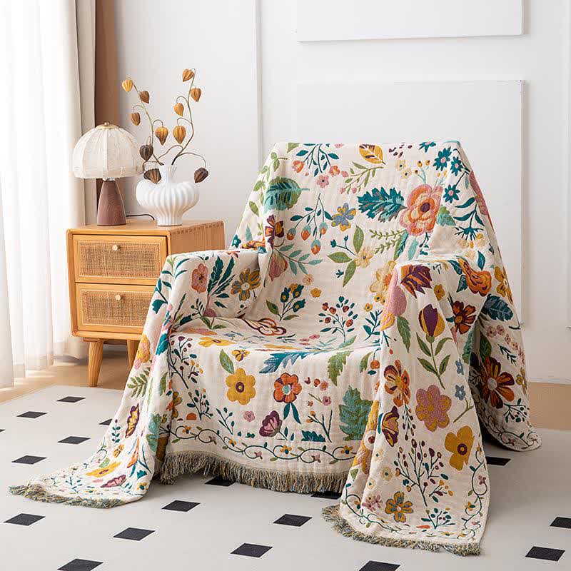 Bunte Baumwoll-Quastendecke mit Blumenblättern - image 1