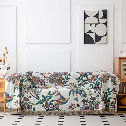 Quilt mit Quasten aus Baumwollgaze mit fliegendem Vogel - image 2