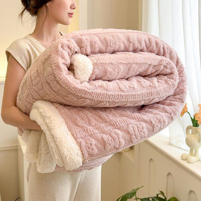 Strukturierte Überwurfdecke mit Bärenstreifen - Rosa - 200cm x 230cm - image 1