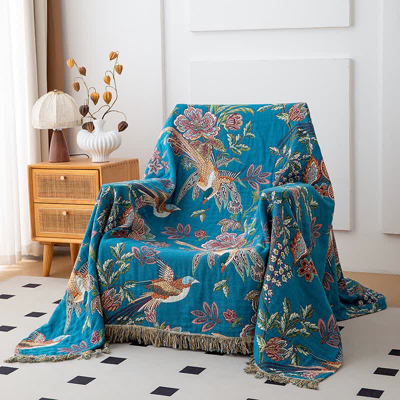 Quilt mit Quasten aus Baumwollgaze mit fliegendem Vogel - image 7