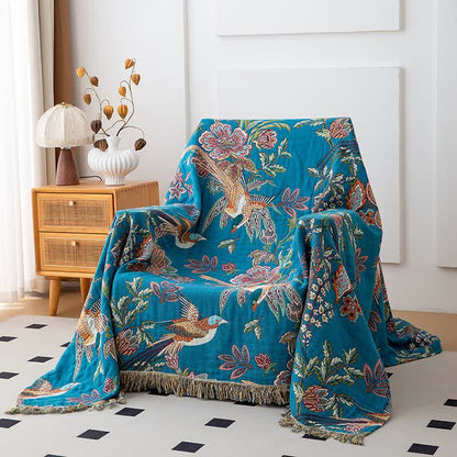 Quilt mit Quasten aus Baumwollgaze mit fliegendem Vogel - image 7