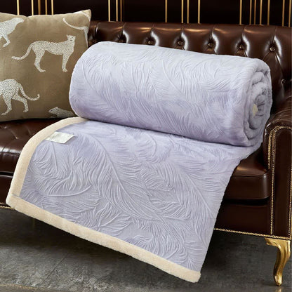 Warme Überwurfdecke mit Blattstruktur - Lila - 200cm x 230cm - image 9