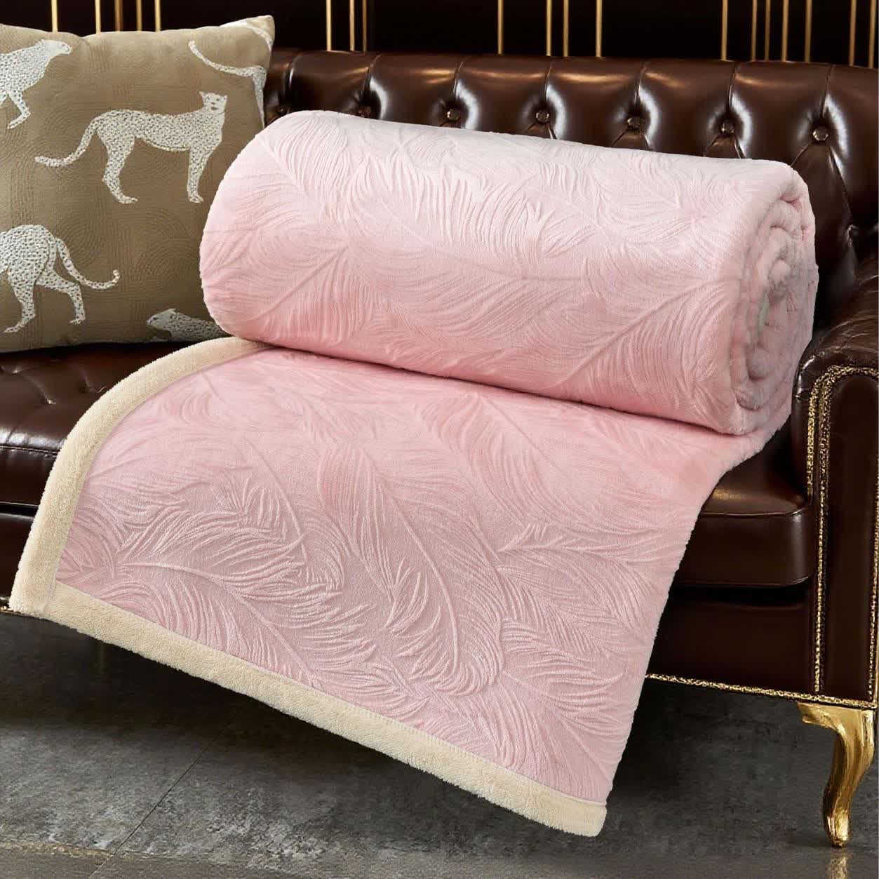 Warme Überwurfdecke mit Blattstruktur - Rosa - 200cm x 230cm - image 13