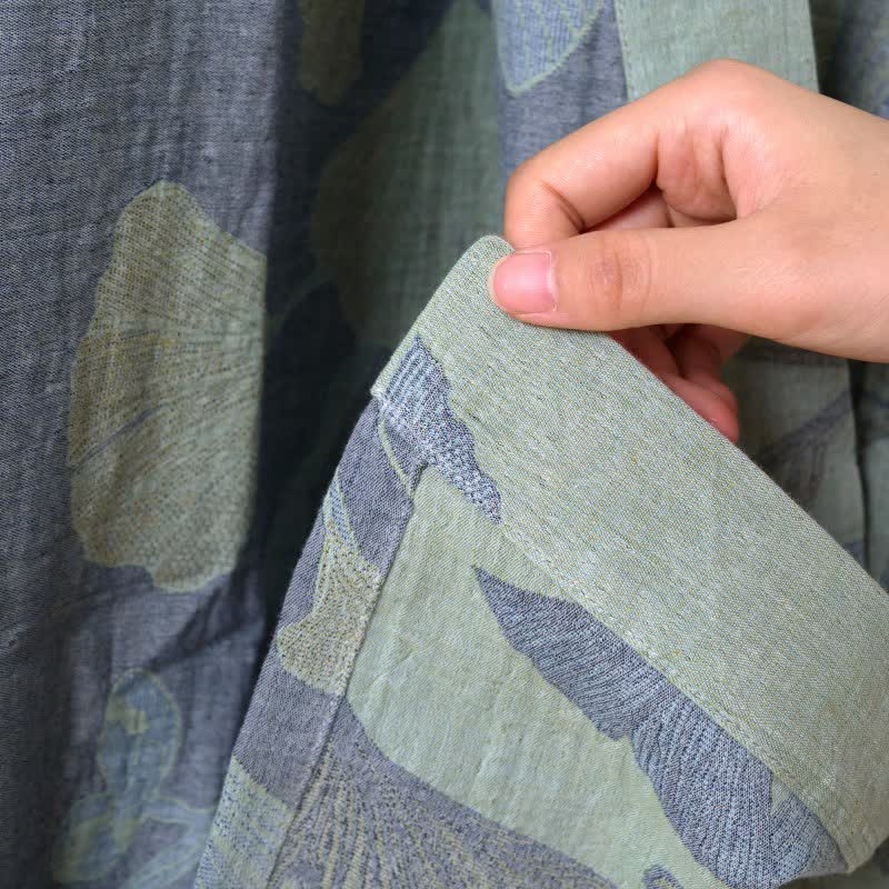 Kimono-Bademantel aus Bio-Baumwolle mit Ginkgoblatt - image 10