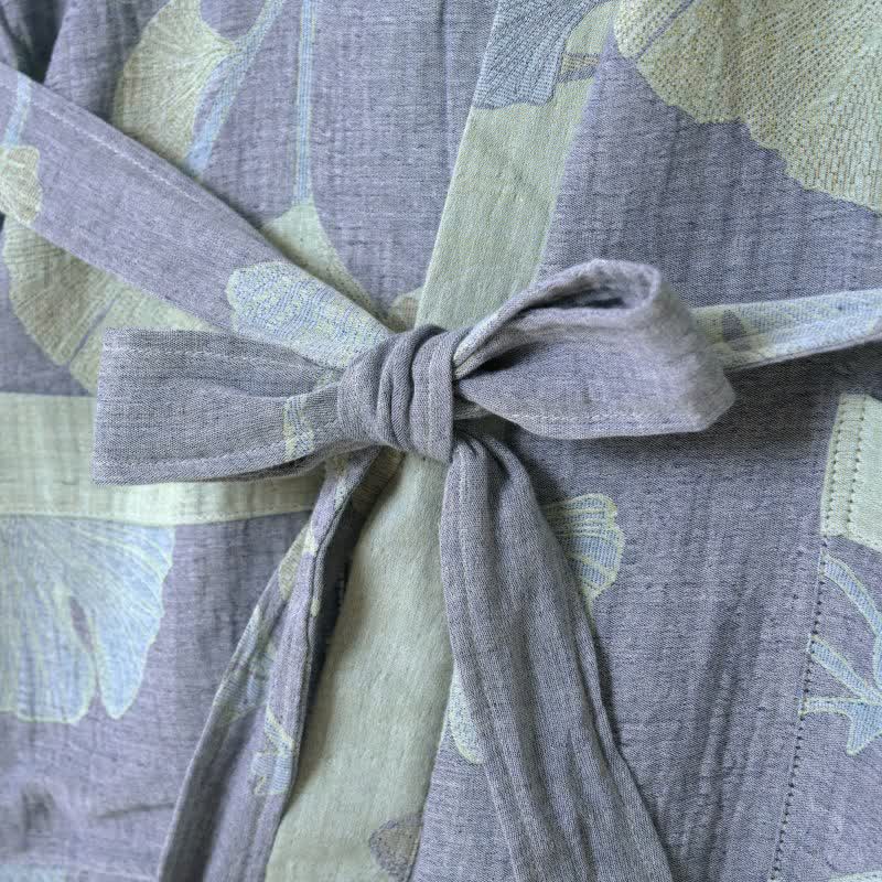 Kimono-Bademantel aus Bio-Baumwolle mit Ginkgoblatt - image 5