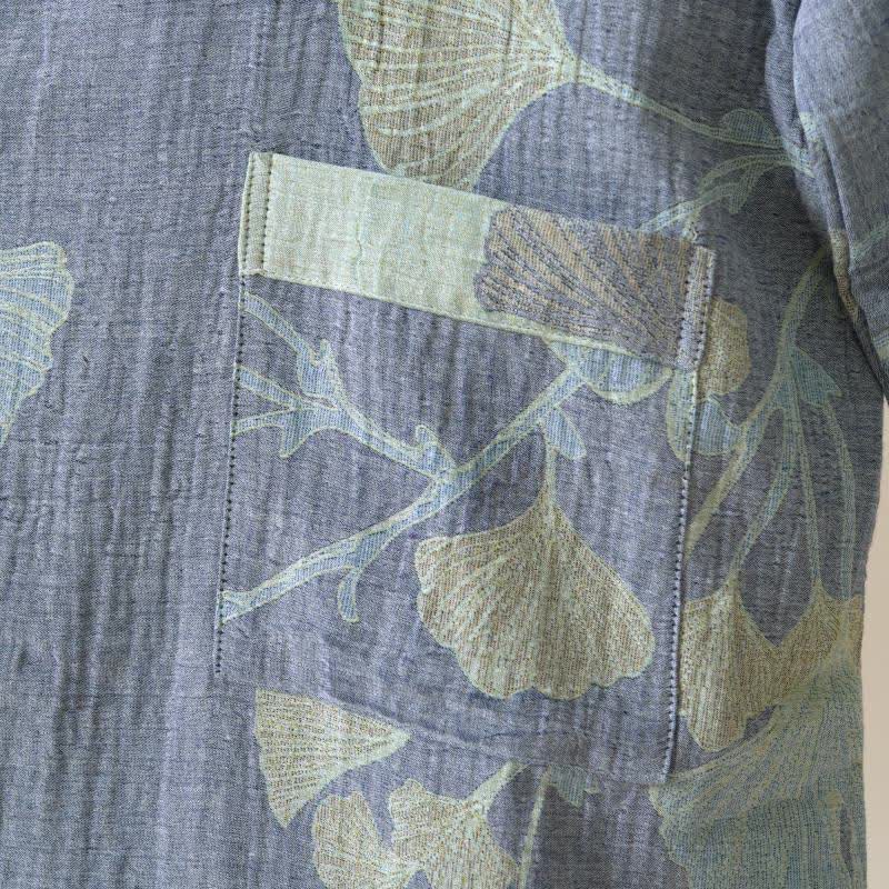 Kimono-Bademantel aus Bio-Baumwolle mit Ginkgoblatt - image 6