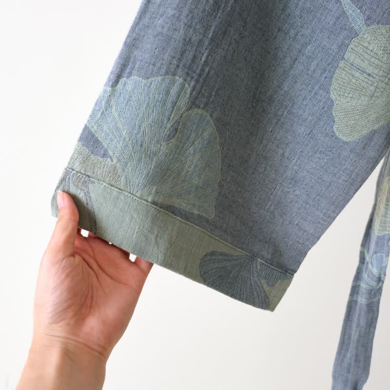 Kimono-Bademantel aus Bio-Baumwolle mit Ginkgoblatt - image 7