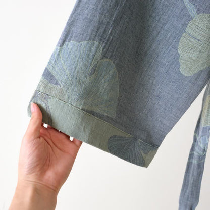 Kimono-Bademantel aus Bio-Baumwolle mit Ginkgoblatt - image 7