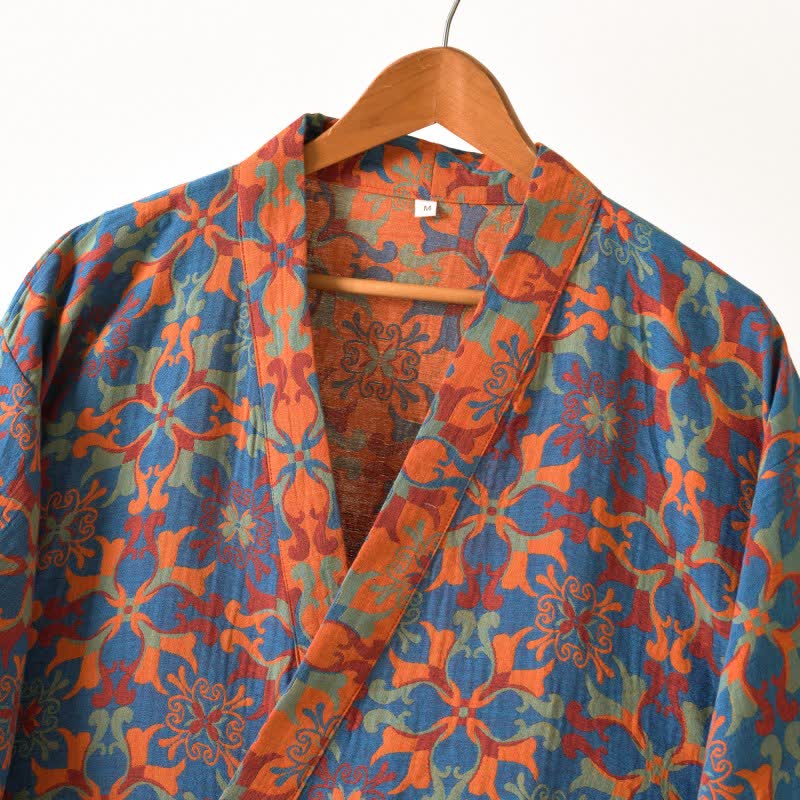 Kimono-Bademantel aus Baumwolle mit geometrischem Retro-Muster - image 3