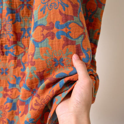 Kimono-Bademantel aus Baumwolle mit geometrischem Retro-Muster - image 15