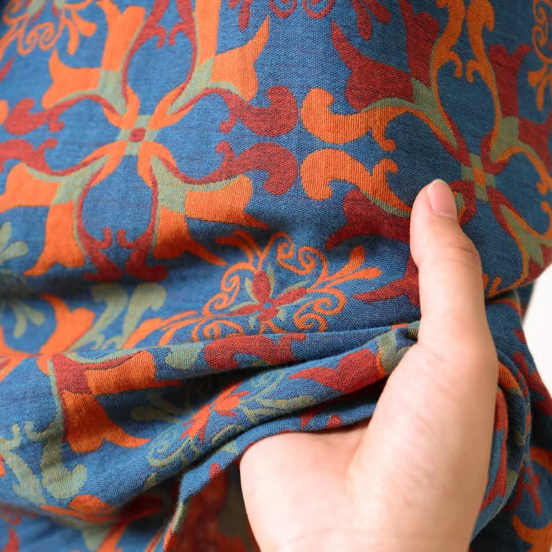 Kimono-Bademantel aus Baumwolle mit geometrischem Retro-Muster - image 9