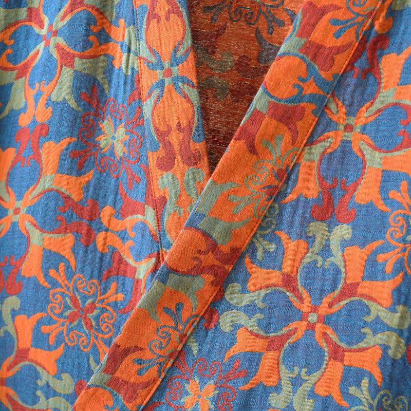 Kimono-Bademantel aus Baumwolle mit geometrischem Retro-Muster - image 4