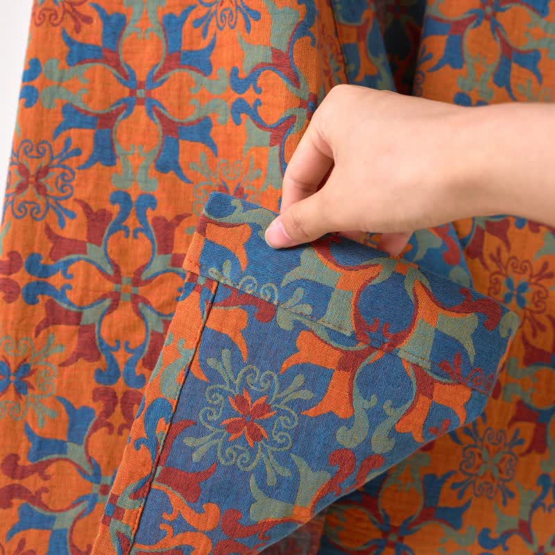 Kimono-Bademantel aus Baumwolle mit geometrischem Retro-Muster - image 17