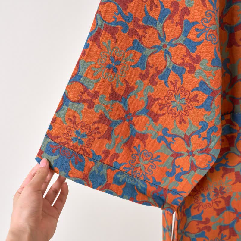Kimono-Bademantel aus Baumwolle mit geometrischem Retro-Muster - image 13