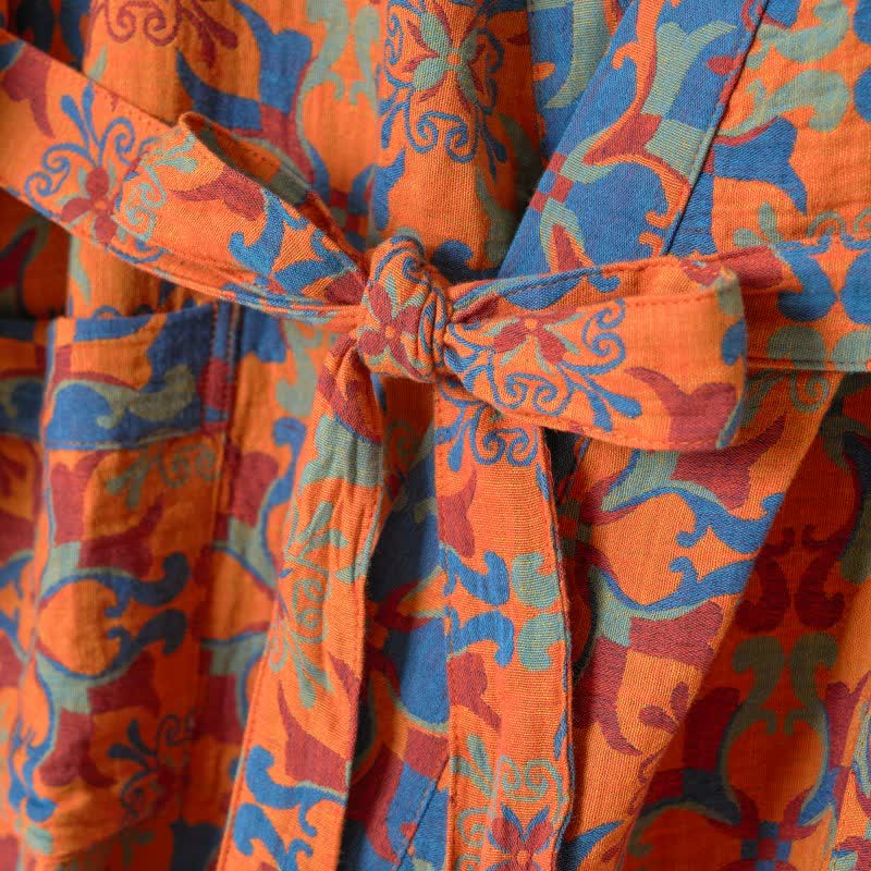 Kimono-Bademantel aus Baumwolle mit geometrischem Retro-Muster - image 12