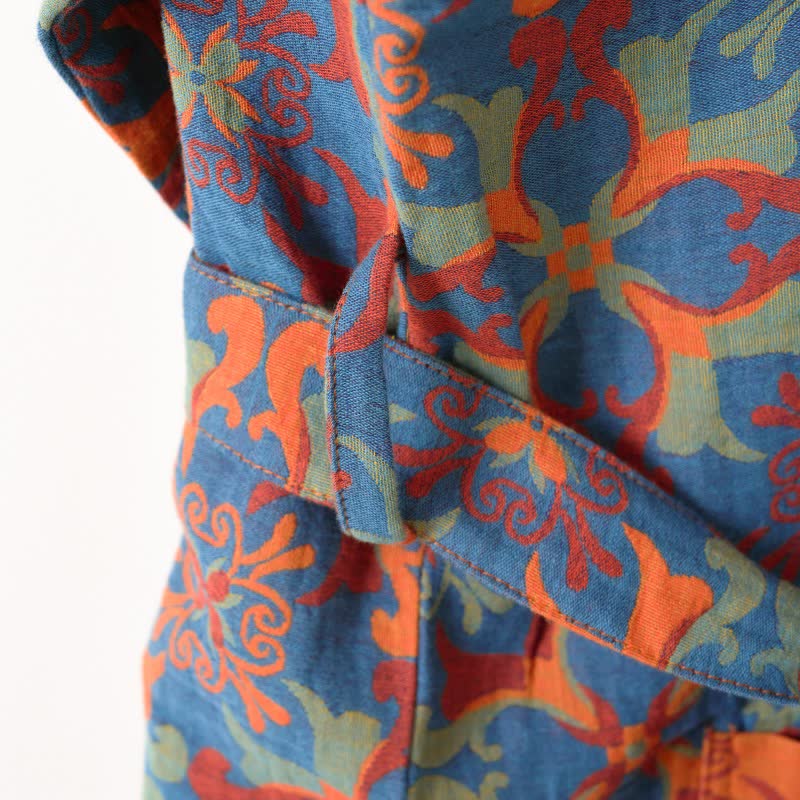 Kimono-Bademantel aus Baumwolle mit geometrischem Retro-Muster - image 7