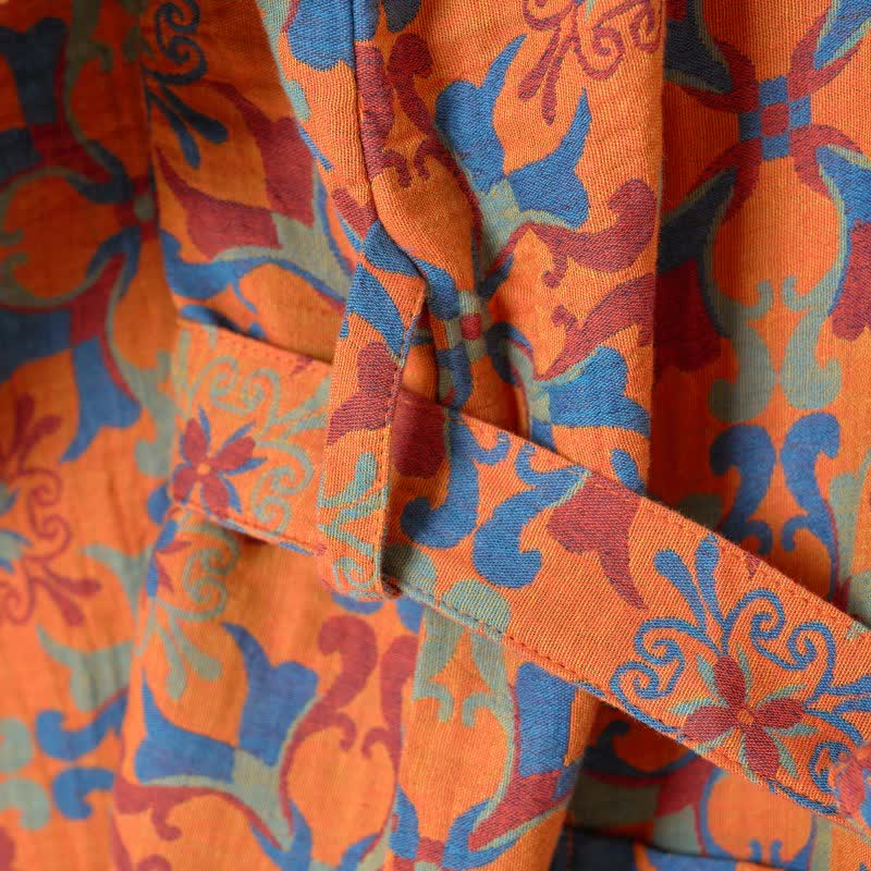 Kimono-Bademantel aus Baumwolle mit geometrischem Retro-Muster - image 14