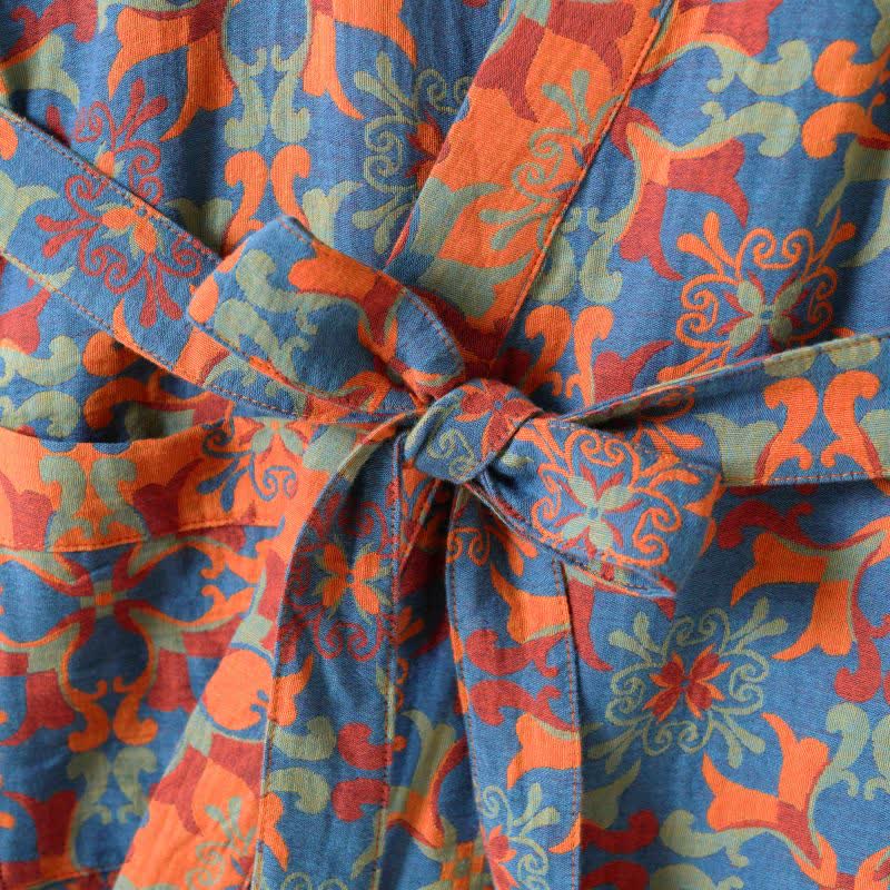Kimono-Bademantel aus Baumwolle mit geometrischem Retro-Muster - image 5