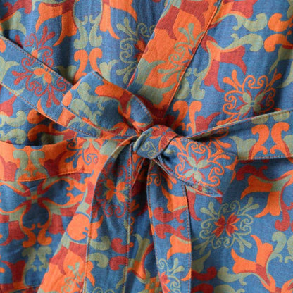 Kimono-Bademantel aus Baumwolle mit geometrischem Retro-Muster - image 5