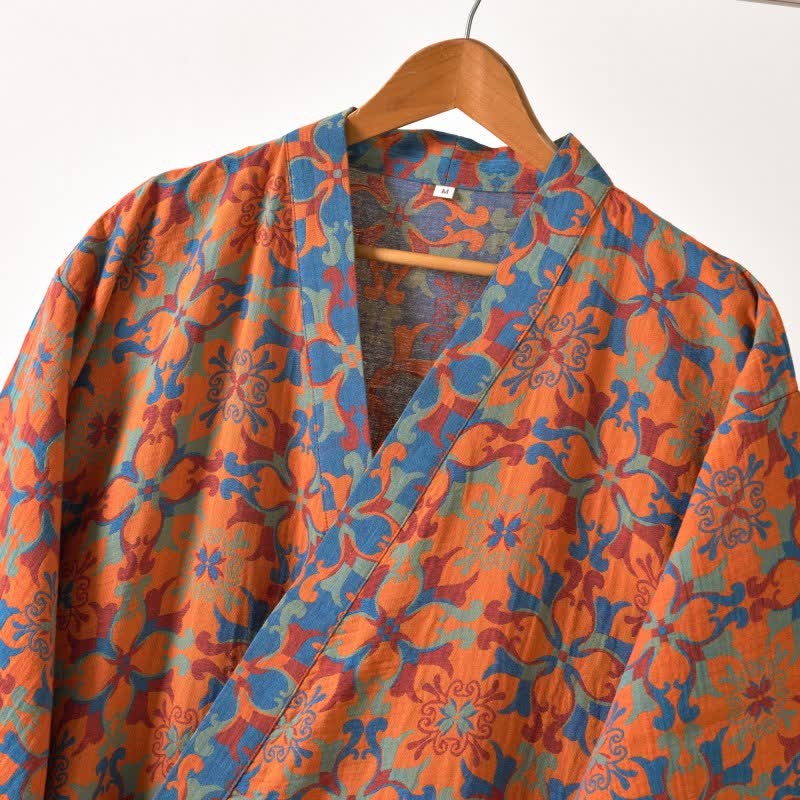Kimono-Bademantel aus Baumwolle mit geometrischem Retro-Muster - image 10