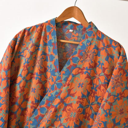 Kimono-Bademantel aus Baumwolle mit geometrischem Retro-Muster - image 10