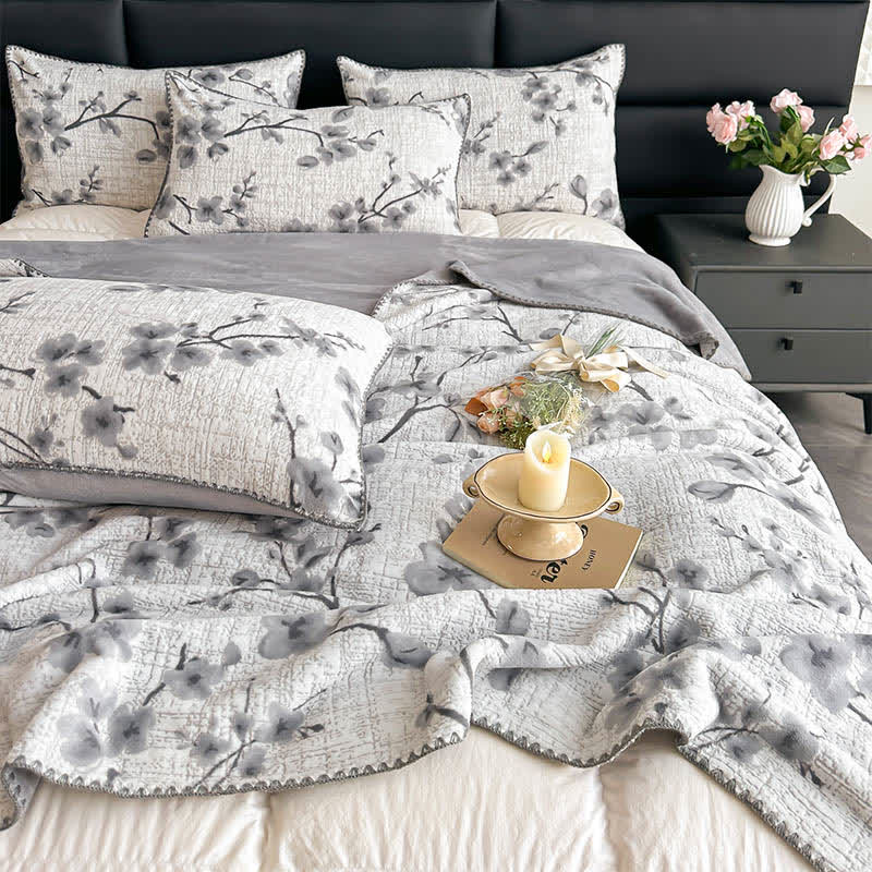 Jacquard-Überwurfdecke mit Pflaumenblütenmuster - image 4