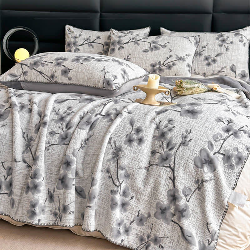 Jacquard-Überwurfdecke mit Pflaumenblütenmuster - image 2