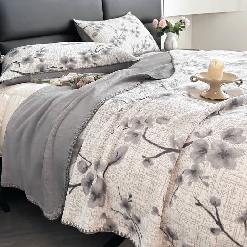 Jacquard-Überwurfdecke mit Pflaumenblütenmuster - image 3