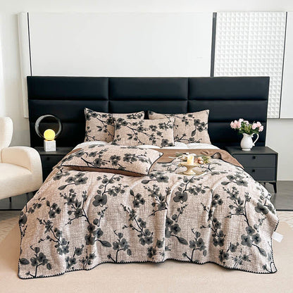 Jacquard-Überwurfdecke mit Pflaumenblütenmuster - 2 Stück Kissenbezüge - Braun - 48cm x 74cm - image 10