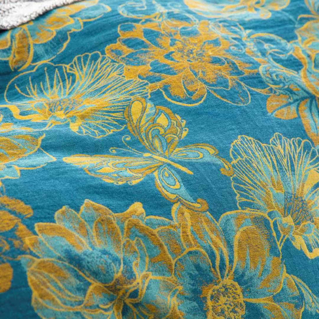 Bettwäscheset aus Baumwollgaze mit Blumenmuster und Schmetterlingen (4-teilig) - image 6