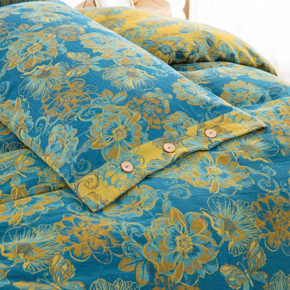 Bettwäscheset aus Baumwollgaze mit Blumenmuster und Schmetterlingen (4-teilig) - image 3