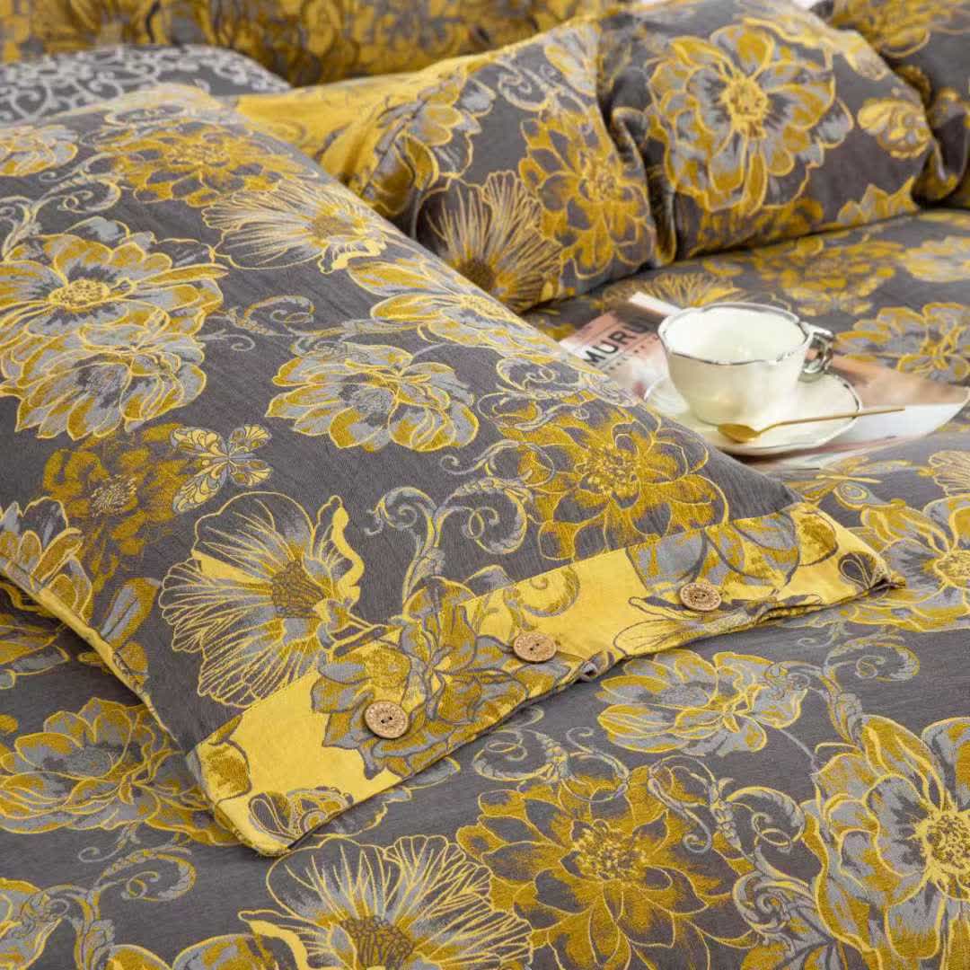 Bettwäscheset aus Baumwollgaze mit Blumenmuster und Schmetterlingen (4-teilig) - image 12