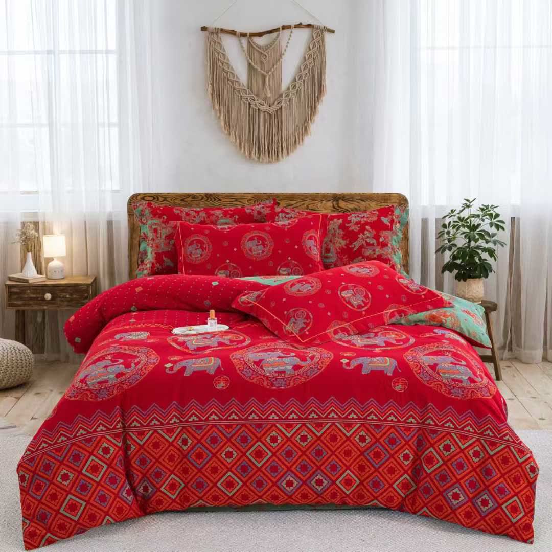 Thailändisches Elefanten-Bettwäscheset aus Baumwollgaze (4-teilig) - 220cm x 240cm - image 0