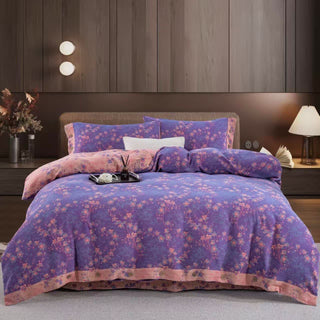 Wendebettwäscheset aus Baumwollgaze mit Blumenmuster (4-teilig) - Lila - 220cm x 240cm - image 0