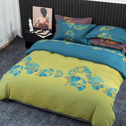 Ginkgo-inspiriertes Bettwäscheset aus Baumwollgaze (4-teilig) - image 1