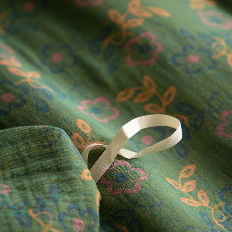 Rustikales Bettwäscheset aus Baumwollgaze mit Blumenmuster (4-teilig) - image 6