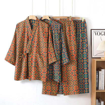 Loungewear-Set aus Baumwoll-Kimono mit geometrischem Muster - image 1