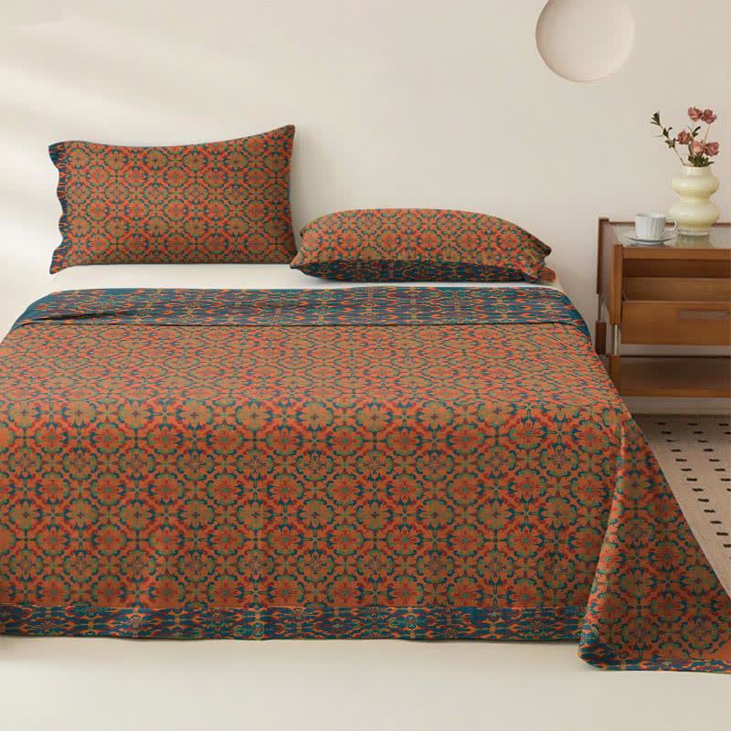 Tagesdecke aus Baumwolle mit geometrischem Retro-Muster - Orange - 2 Kissenbezüge - 102cm x 51cm - image 4