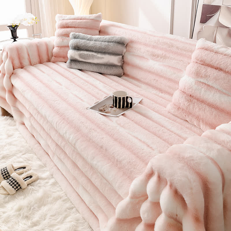 Sofaüberwurfdecke aus Samt-Kunstfell - Rosa - 180cm x 340cm - image 8