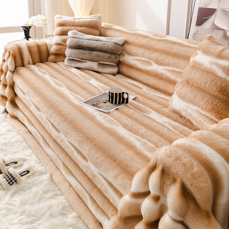 Sofaüberwurfdecke aus Samt-Kunstfell - Khaki - 180cm x 340cm - image 6
