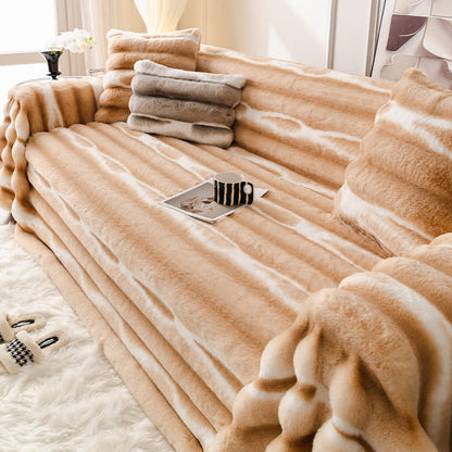 Sofaüberwurfdecke aus Samt-Kunstfell - Khaki - 180cm x 340cm - image 6